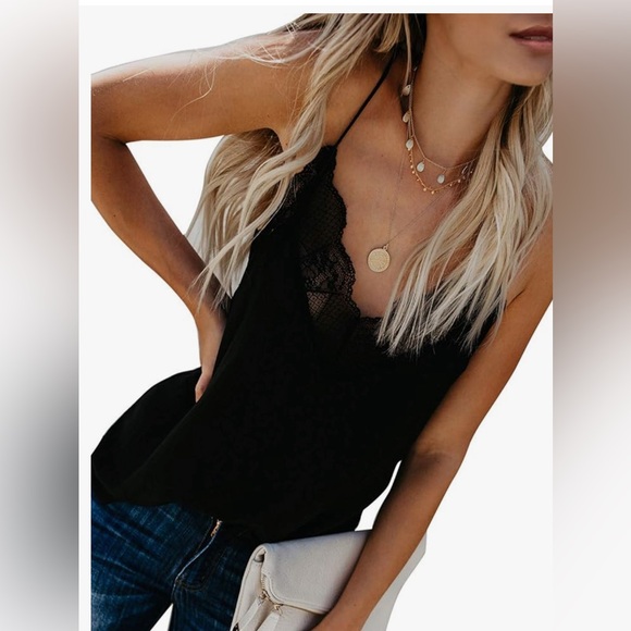 2 Astylish Women Sexy V Neck Casual Sleeveless Cami Tank Top w lace adjustable - Picture 3 of 16